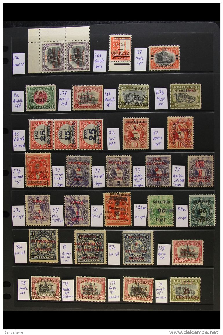 1886-1924 OVERPRINT VARIETIES &amp; ERRORS. An Interesting Chiefly Mint Collection Of ALL DIFFERENT Overprint... - Guatemala