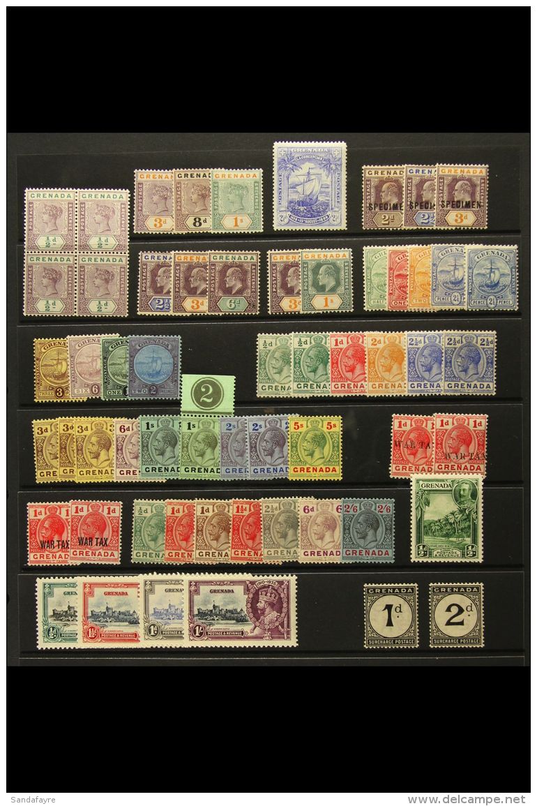 1895-1935 FINE MINT COLLECTION Includes 1895-99 &frac12;d Block Of Four Plus 3d, 8d, And 1s, 1898 2&frac12;d... - Grenada (...-1974)