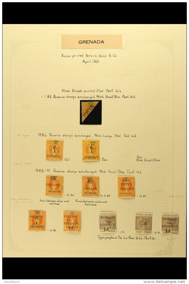 1883-91 Attractive Group Of Mostly Good To Fine Mint Surcharges On An Album Page, Includes Scarce 1883 Half Of 1d... - Grenada (...-1974)