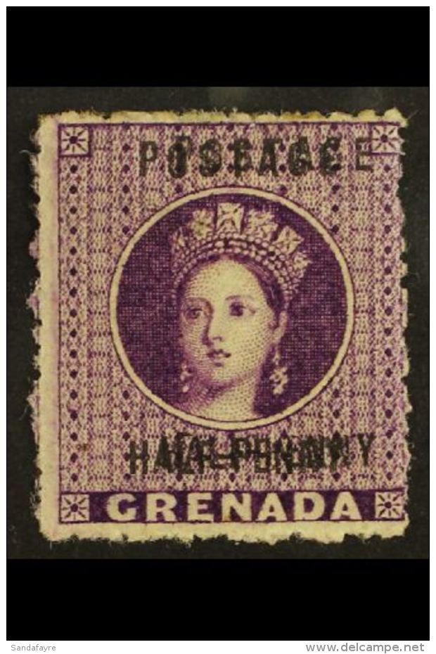 1881 &frac12;d Deep Mauve DOUBLE SURCHARGE Variety, SG 21b, Mint, Rough Perfs, Fresh Colour, Scarce. For More... - Grenada (...-1974)