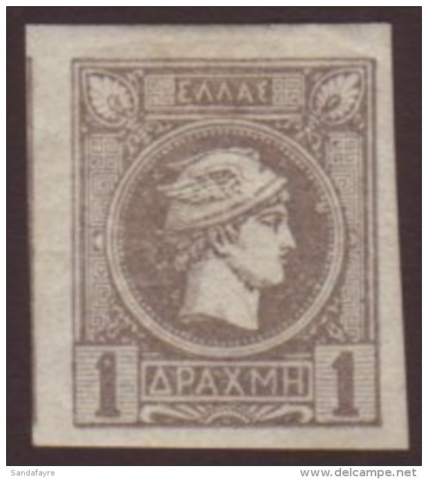 1895 1d Grey Imperf, Hermes "Small Head", Athens Print, Michel 92 B, Fine Mint, 4 Large Margins, Fresh &amp;... - Andere & Zonder Classificatie