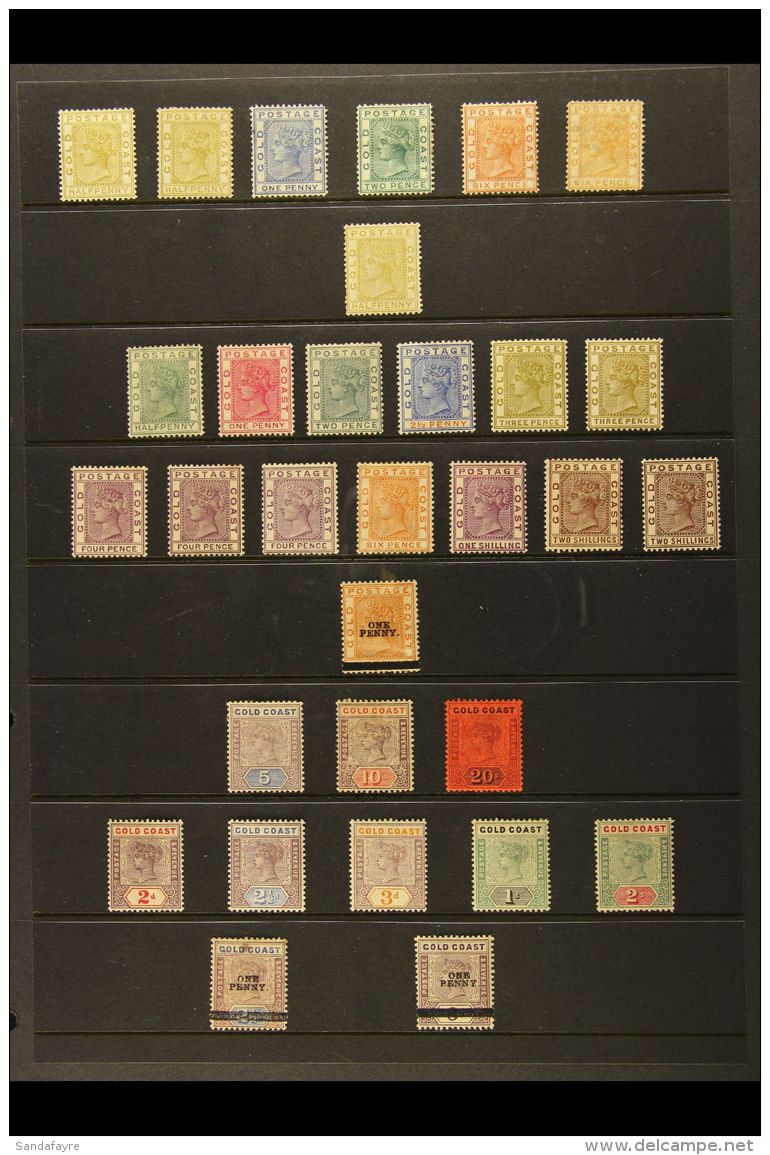 1876-1902 MINT COLLECTION On A Stock Page. Includes 1876 Wmk CC Perf 14 Set To 6d Orange Shades, 1883 &frac12;d... - Goldküste (...-1957)