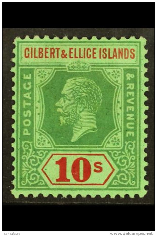 1922-27 10s Green And Red / Emerald, SG 35, Very Lightly Hinged Mint. For More Images, Please Visit... - Gilbert- En Ellice-eilanden (...-1979)