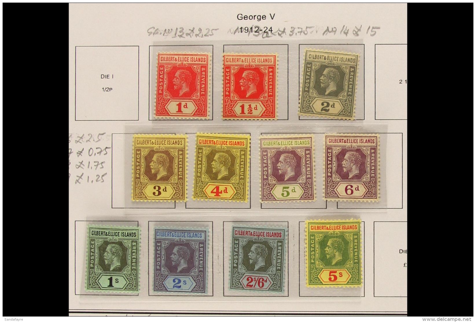 1912-39 A Small But Useful Mint Collection On Pages, Incl. 1912-24 To 5s, 1935 Jubilee, 1939 Set Etc. (29 Stamps)... - Gilbert- En Ellice-eilanden (...-1979)