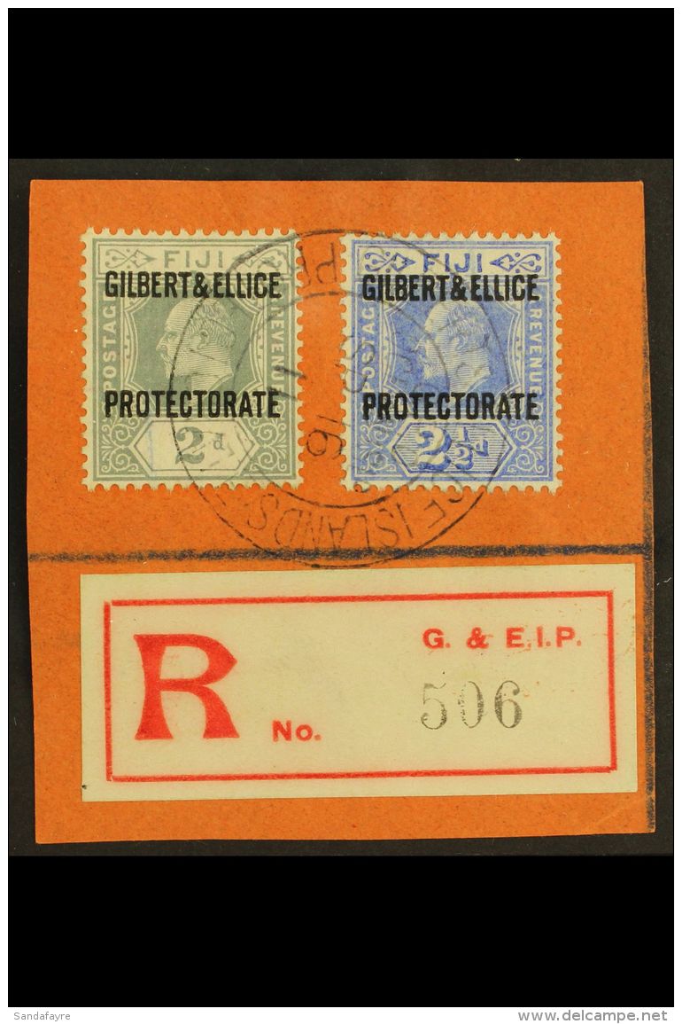 1911 2d &amp; 2&frac12;d Overprints, SG 3/4, Superb Used On Piece Tied By "GPO Ocean Island" Cds Cancel (Vernon... - Gilbert- En Ellice-eilanden (...-1979)