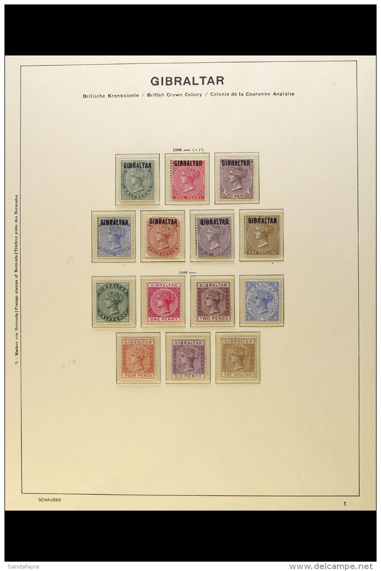 1886-1898 COMPLETE FINE MINT COLLECTION On Hingeless Pages, ALL DIFFERENT, Inc 1886 Overprints Set (1d, 2&frac12;d... - Gibraltar