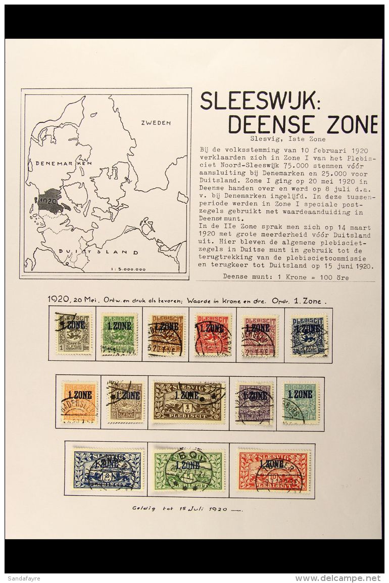 SCHLESWIG (SLESVIG) 1920 Complete Set Inc 10m With Plate Flaw Michel 14 II And 1920 "1. Zone" Overprints Complete... - Andere & Zonder Classificatie