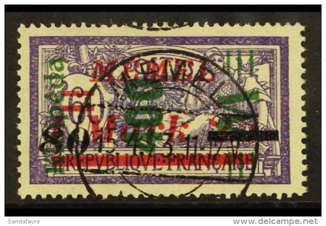 1923 400m On 80m On 1.25m On 60c Violet &amp; Blue Surcharge With 4.6mm SPACING VARIETY, Michel 165 I, Very Fine... - Sonstige & Ohne Zuordnung