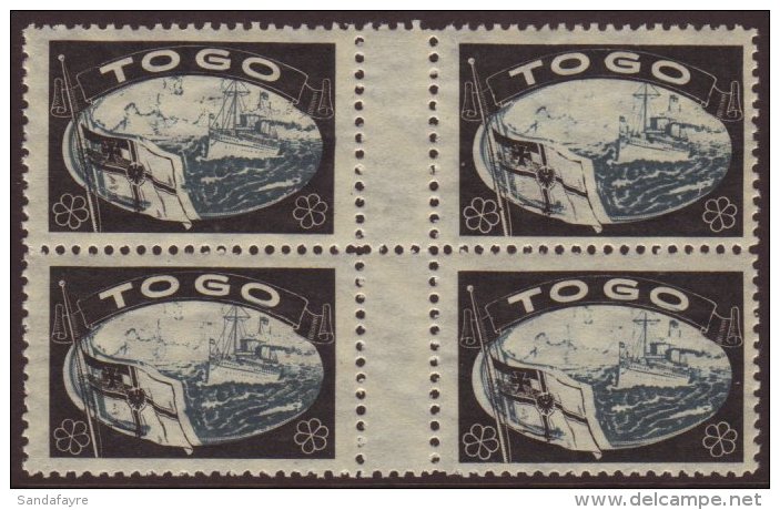 TOGO "Empire Mourning" Stamp , Yacht Design Grey Blue And Black Frame, A Rare Never Hinged Mint Vertical Gutter... - Sonstige & Ohne Zuordnung