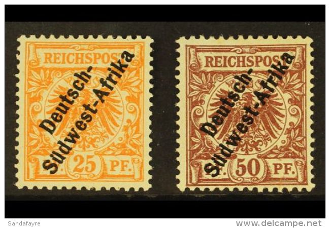 SOUTH WEST AFRICA 1897-99 25pf Orange And 50pf Chocolate Unissued Values With Overprints With Hyphen, Michel I/II... - Sonstige & Ohne Zuordnung