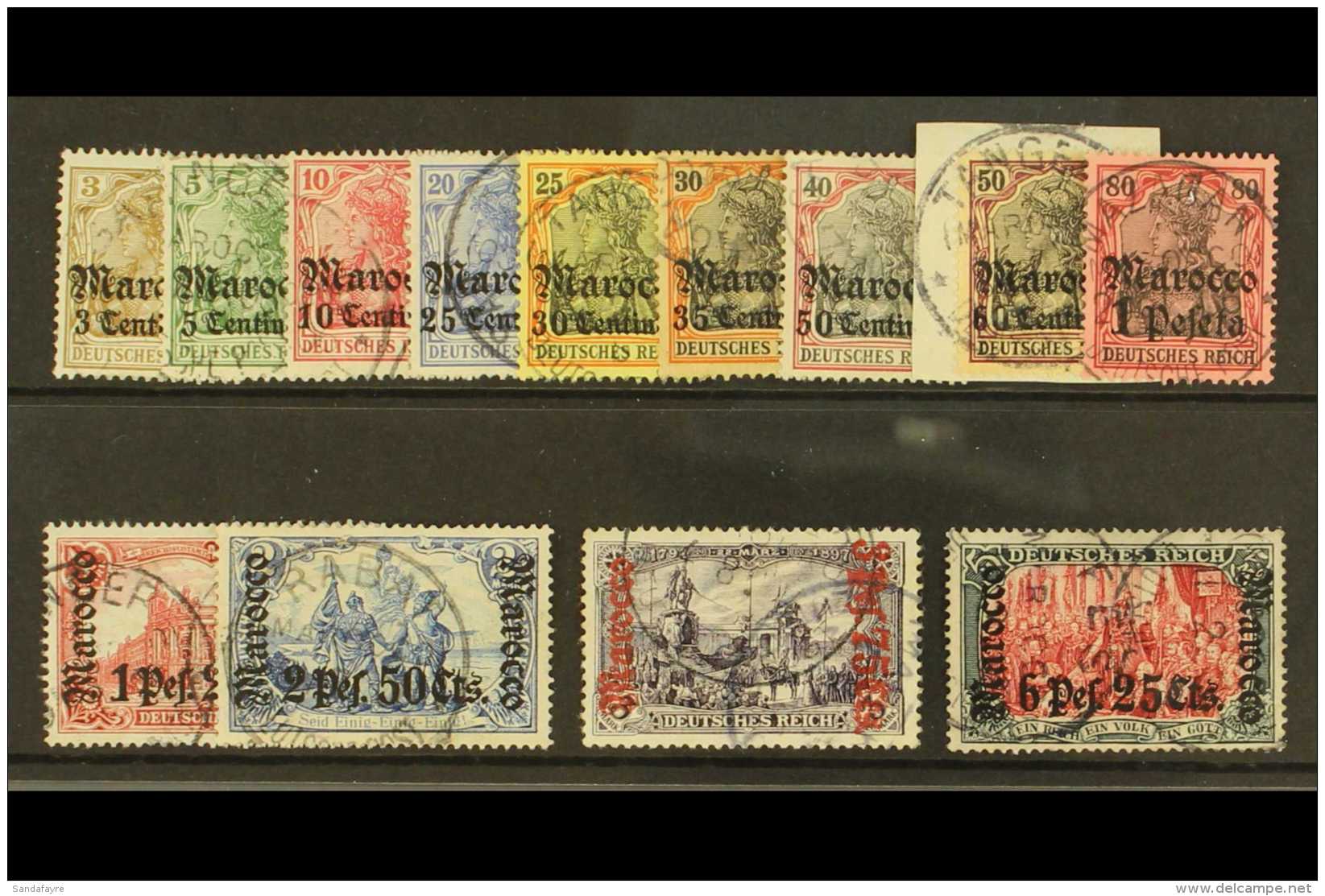 OFFICES IN MOROCCO 1905 Surcharge Set Complete, Mi 21/33A, Very Fine And Fresh Used. (13 Stamps) For More Images,... - Sonstige & Ohne Zuordnung