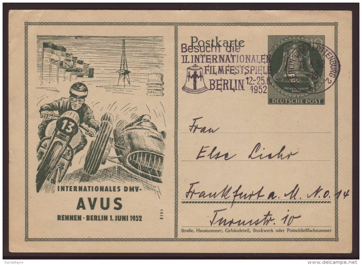 POSTAL STATIONERY - BERLIN AUTO RACES 1952 AVUS 10pf Postal Card (Mi P30, Higgins &amp; Gage 24) Fine Postally... - Sonstige & Ohne Zuordnung