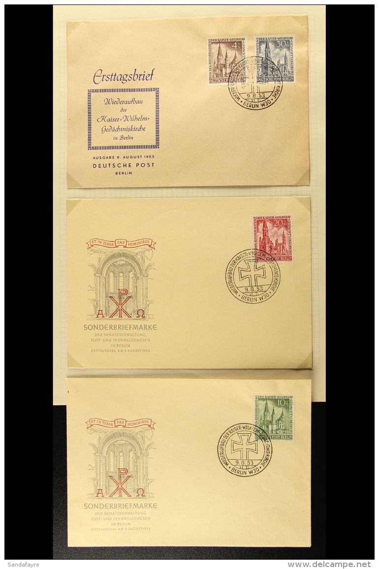 1953 Memorial Church Fund Complete Set, Mi 106/109, On Three Illustrated First Day Covers Tied By FDI Cancels Of... - Sonstige & Ohne Zuordnung