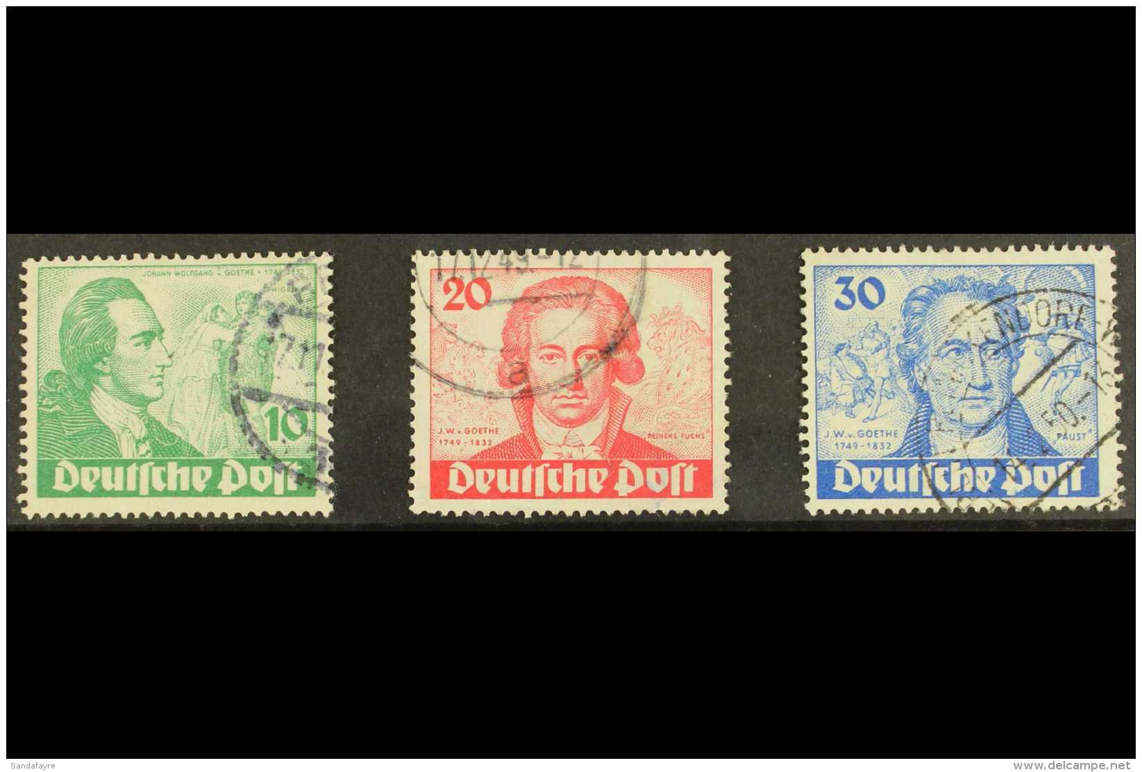 1949 Goethe Complete Set, Mi 61/63, Fine Used. (3 Stamps) For More Images, Please Visit... - Andere & Zonder Classificatie