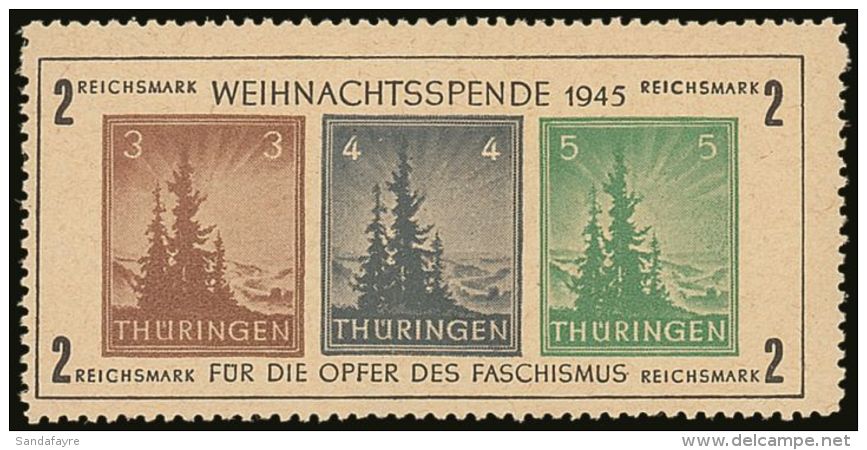 SOVIET ZONE - THURINGEN 1945 Christmas Anti-Fascist Min Sheet On Yellowish Grey Paper, Type 1, Mi Bl 1 1tx, Superb... - Andere & Zonder Classificatie