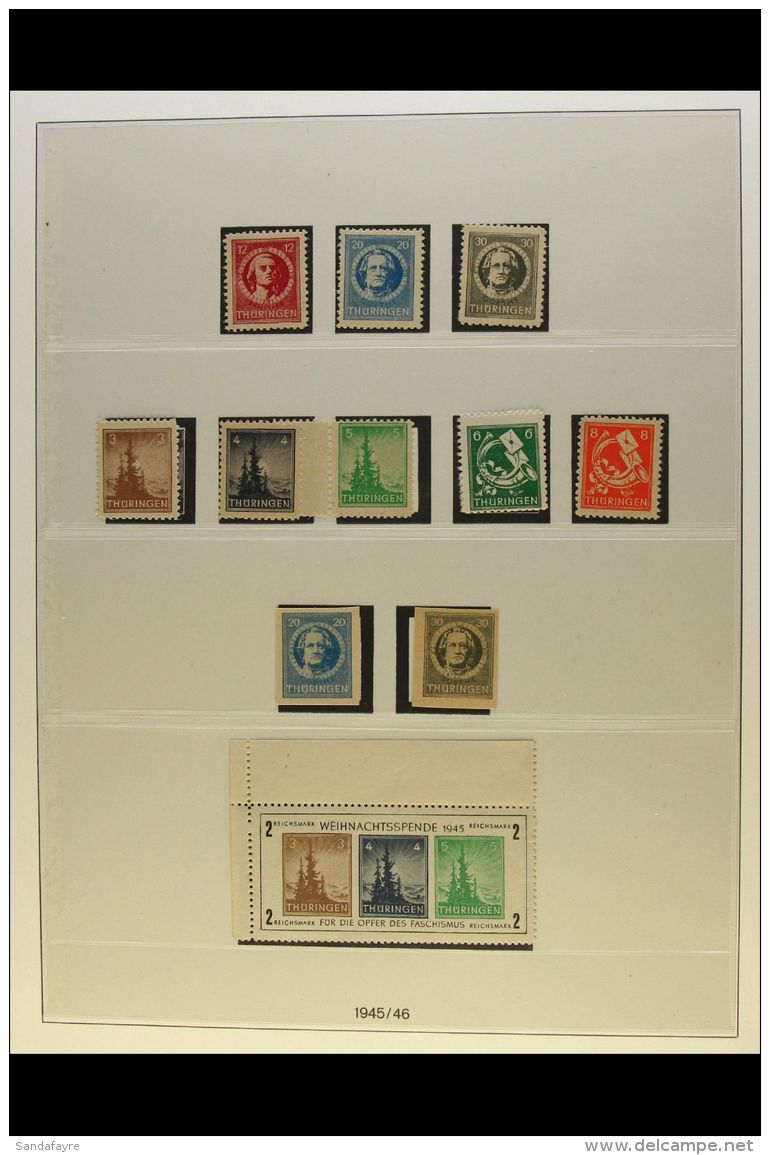 RUSSIAN ZONE THURINGIA 1945-1946 Chiefly Never Hinged Mint Collection On "Lindner" Pages. Note 1945-46 Sets (both... - Andere & Zonder Classificatie