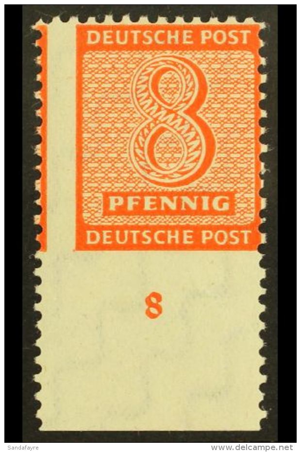 RUSSIAN ZONE WEST SAXONY 1945 8pf Orange Perf 11&frac12; (at Mugeln) IMPERF AT BOTTOM Variety, Michel 118 A X Uu,... - Sonstige & Ohne Zuordnung