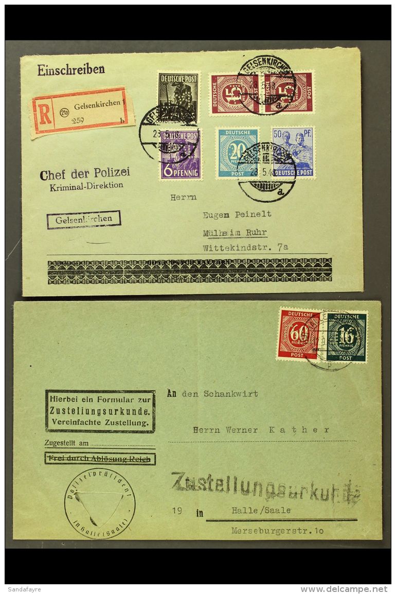 GENERAL OFFICIAL POLICE "POL" PERFINS ON COVERS 1947-1948 Four Printed Or Cacheted 'Polizei' Covers Bearing... - Andere & Zonder Classificatie