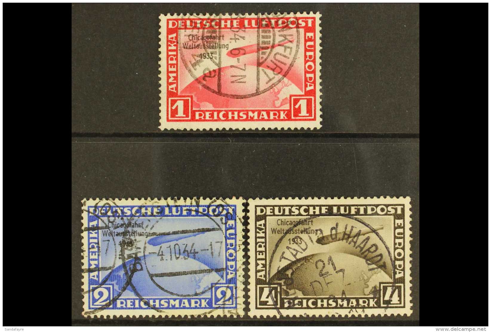 1933 Graf Zeppelin "Chicago Flight" Set Complete, Mi 496/8, Very Fine Used. (3 Stamps) For More Images, Please... - Andere & Zonder Classificatie