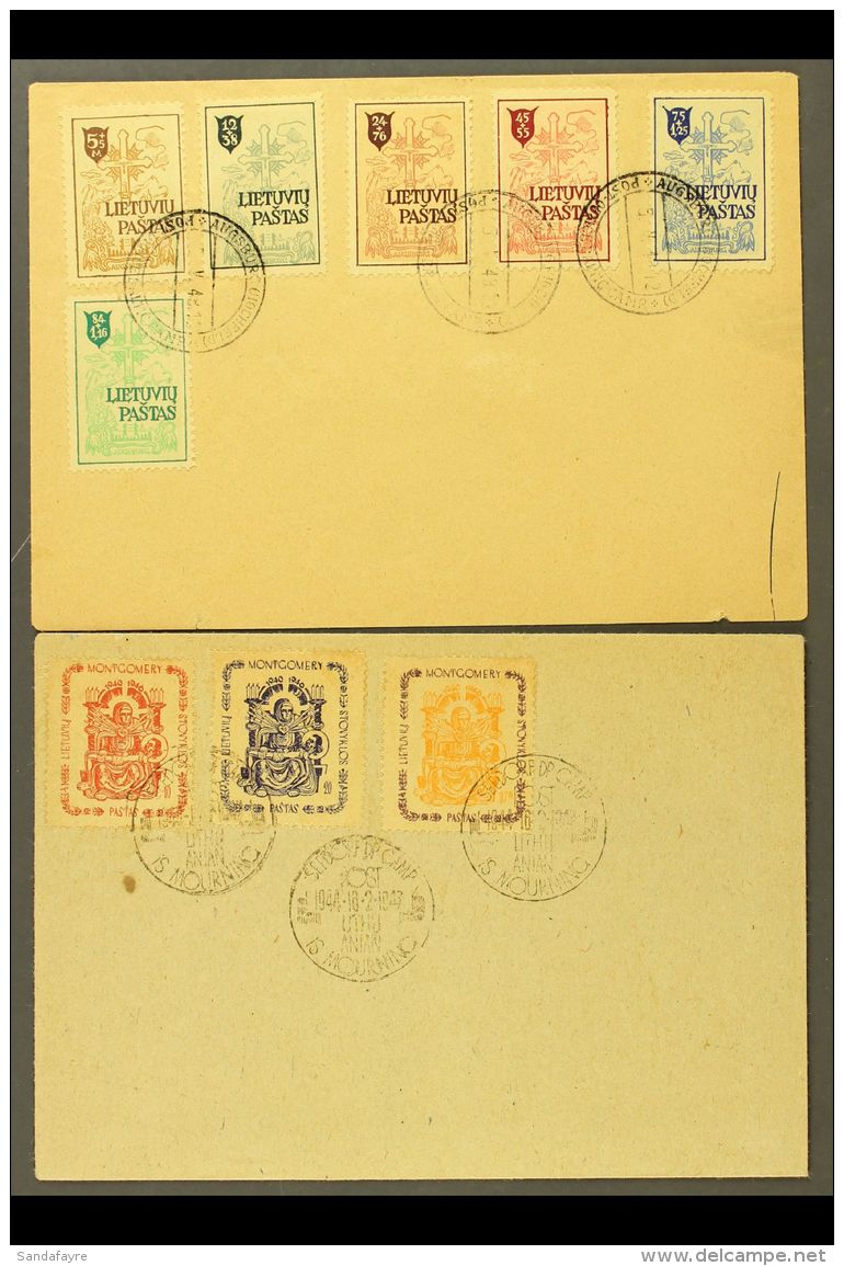 DISPLACED PERSONS CAMPS MEERBECK 1947 Two Postcards &amp; One Cover Each Bearing The Complete Perforated Set Of 3... - Andere & Zonder Classificatie