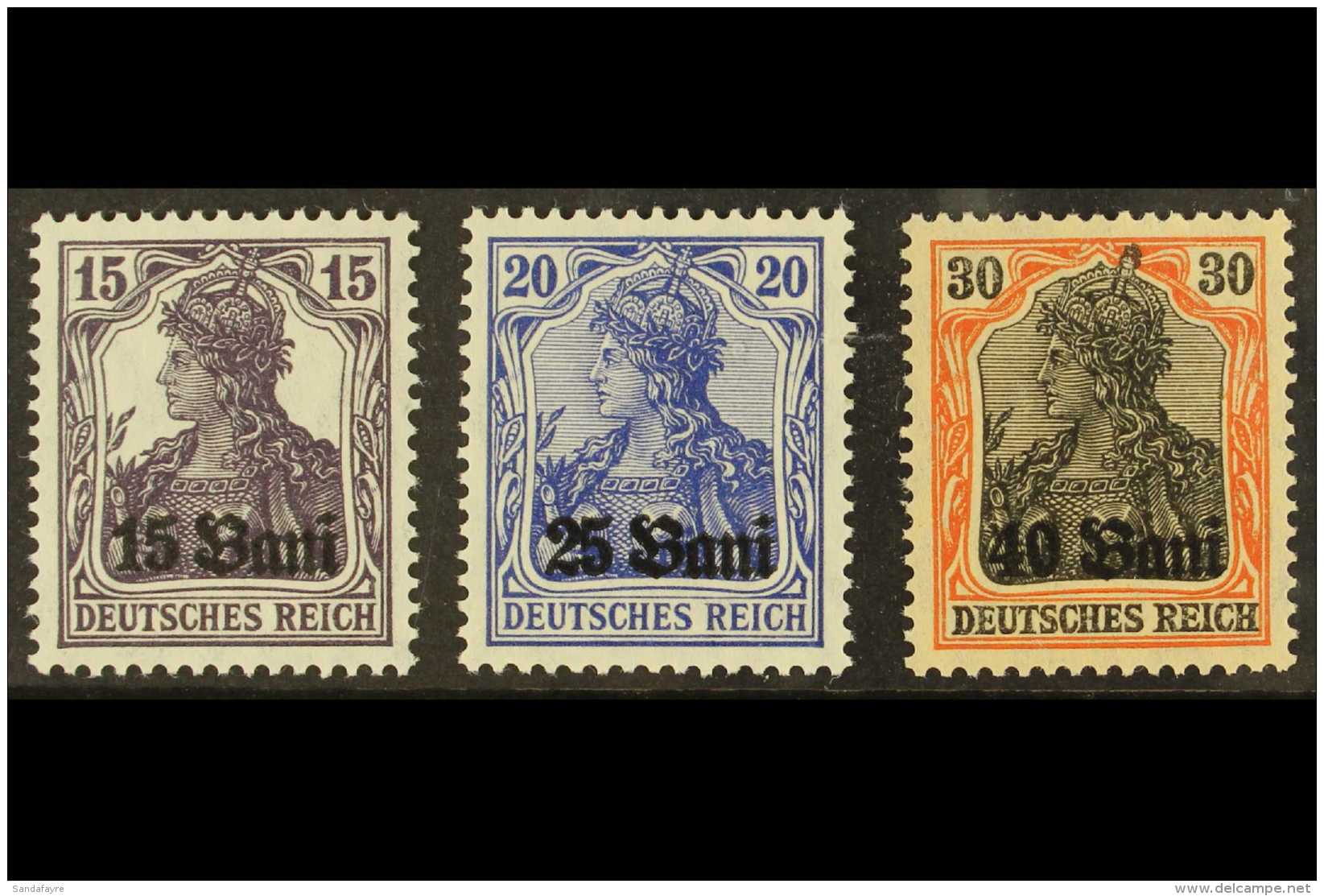 ROMANIA 1917 (June) Set, Each Value With "M.V.i.R." Overprint Omitted, Mi.1F-3F, Superb Never Hinged Mint, Each... - Sonstige & Ohne Zuordnung