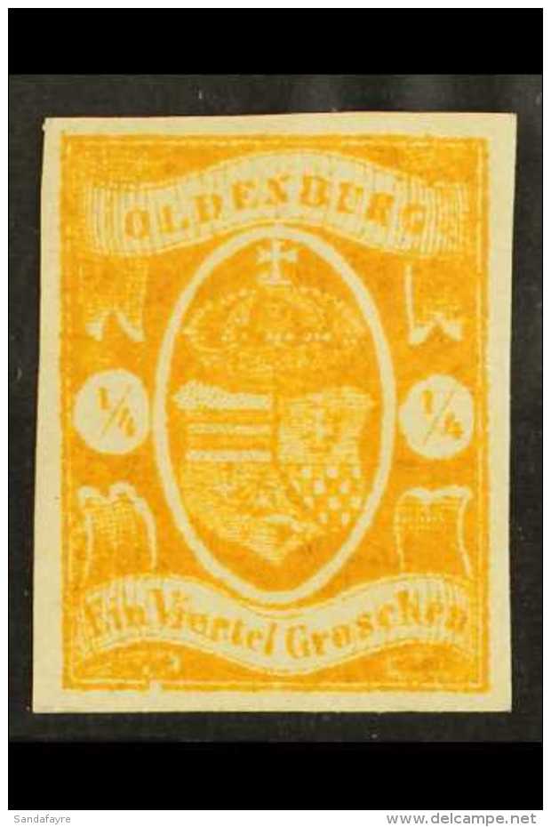 OLDENBURG 1861 &frac14; Gr Deep Orange, Mi 9, Superb Mint With Rich Colour And Good Even Margins All Round. For... - Sonstige & Ohne Zuordnung