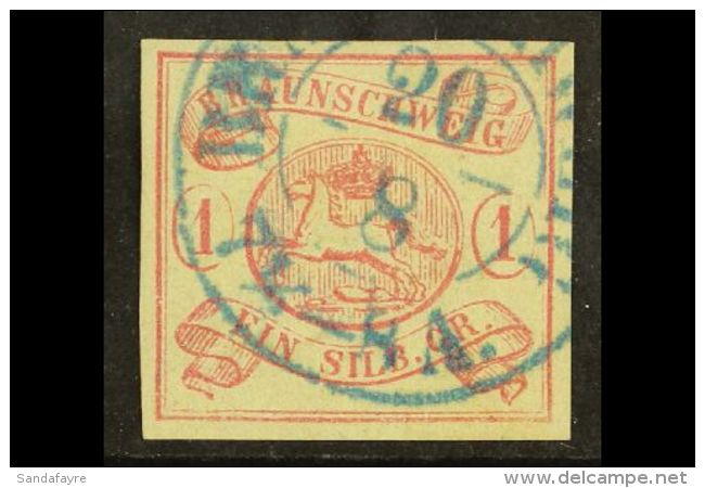 BRUNSWICK 1852 1Sgr Pale Carmine, Mi 1, Superb Used With Neat Blue Braunschweig Cds. Gebr Senf H/s On Reverse. For... - Sonstige & Ohne Zuordnung