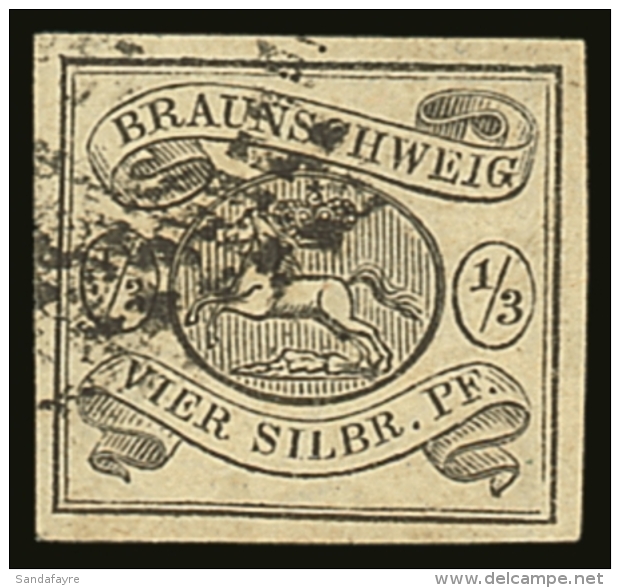 BRUNSWICK 1853 1/3sgr Black On White, Mi 5, Superb Used With Large Margins All Round And Neat Cancel. For More... - Andere & Zonder Classificatie