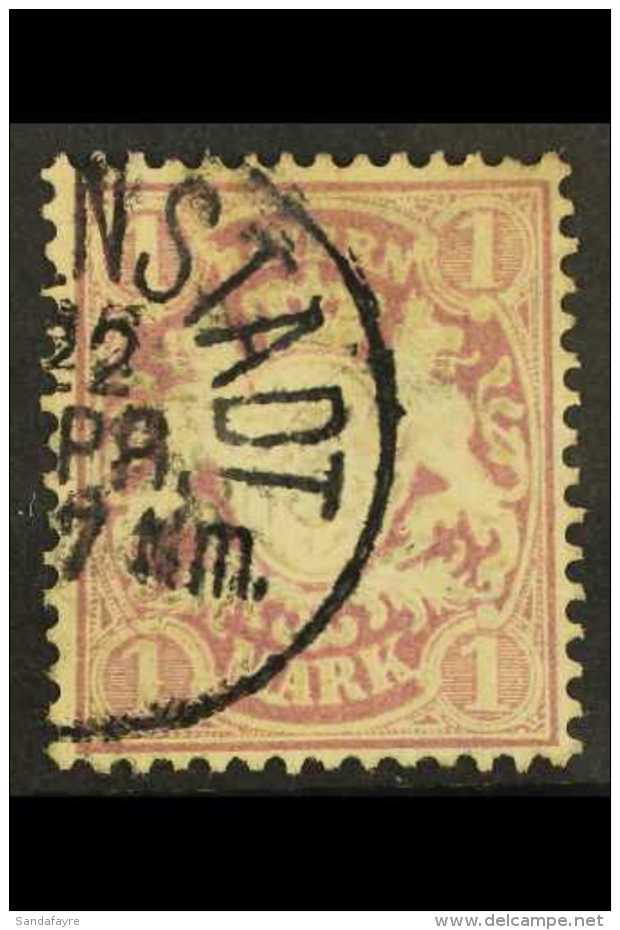 BAVARIA 1876-79 1m Pale Mauve With "M" And "A" Of "MARKE" Joined PLATE FLAW, Michel 43 I, Cds Used, Signed Sorani.... - Sonstige & Ohne Zuordnung