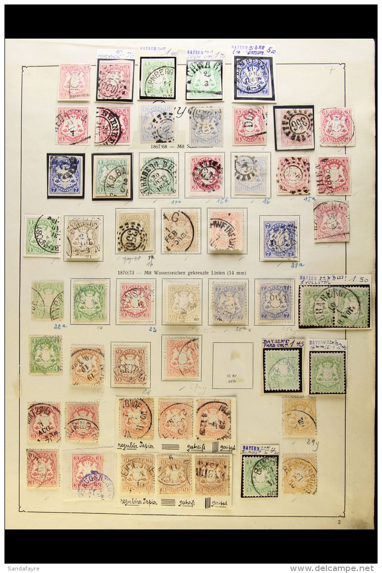 BAVARIA 1867-1920 ATTRACTIVE FINE USED COLLECTION With Shades &amp; Postmark Interest On Leaves, Inc 1867-68 Set... - Sonstige & Ohne Zuordnung