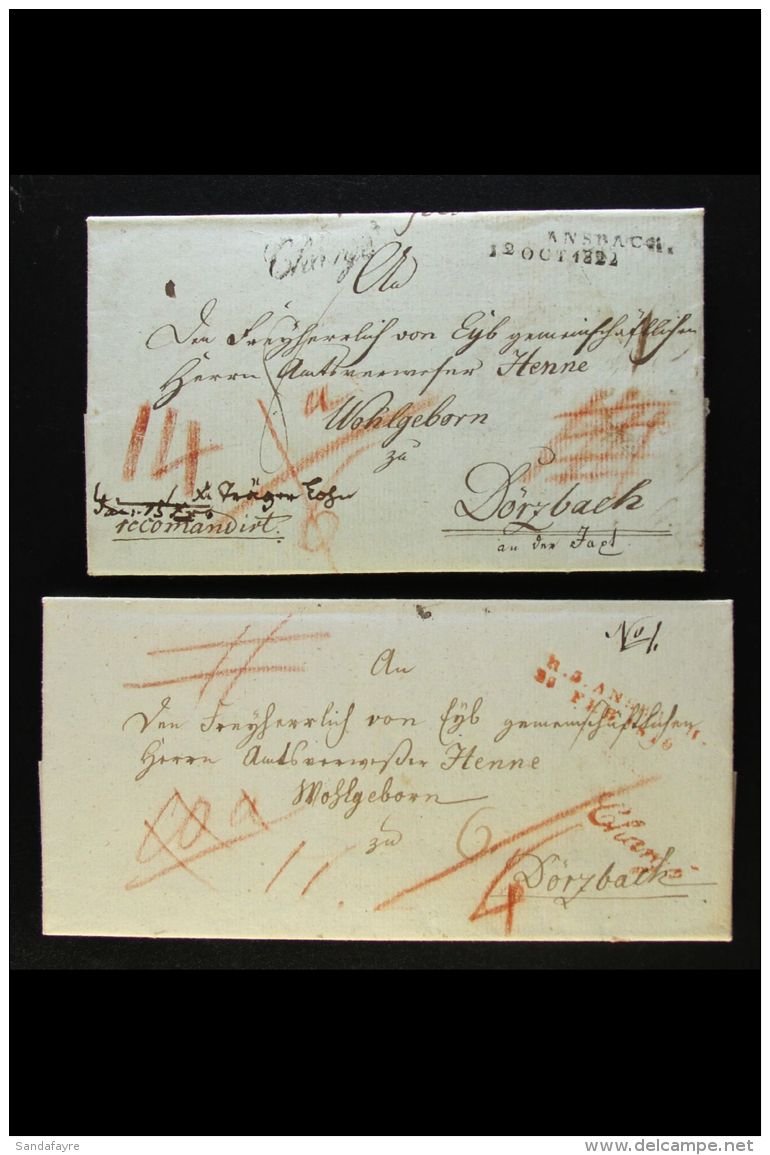 BAVARIA 1816-1822 Two Entire Letters To Dorzbach, 1816 With Red Dated Two-line "H. S. ANSBACH / 28 Feb 1816" &amp;... - Sonstige & Ohne Zuordnung