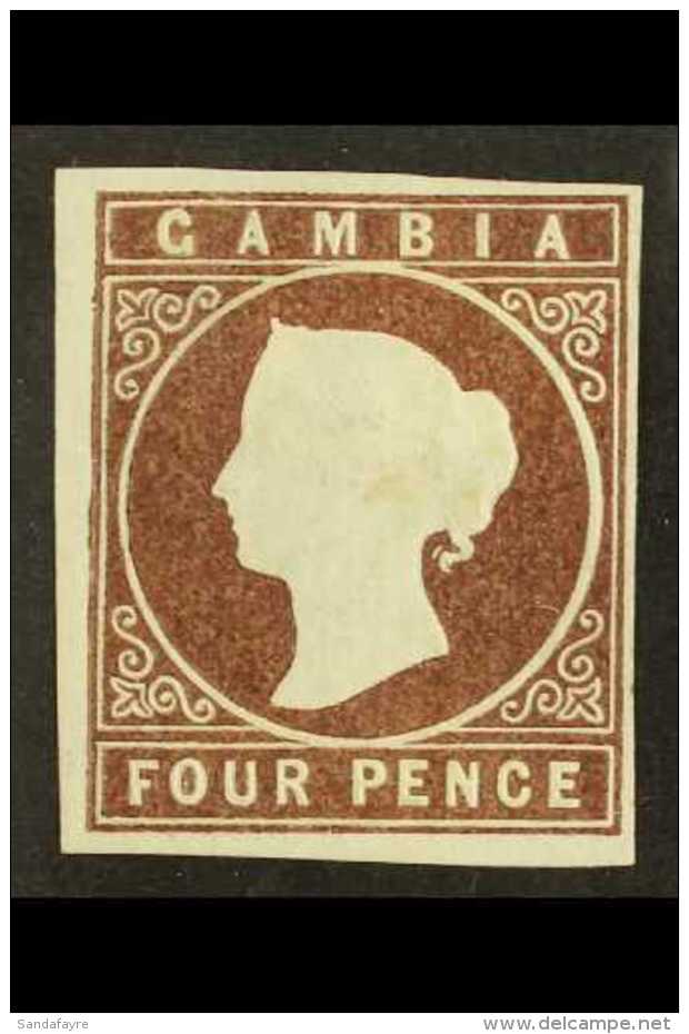 1874 4d Brown, Watermark "Crown CC" (only Part Of A Double Lined "O" Is Visible From The "CROWN COLONIES" Marginal... - Gambie (...-1964)