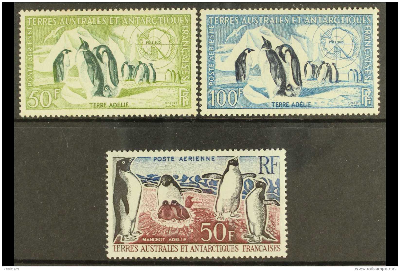 TAAF 1956-59 Air 50fr And 100fr Penguins Plus 1963 50fr Penguins, Yv 2, 3 And 5, Mint. (3 Stamps)  For More... - Andere & Zonder Classificatie