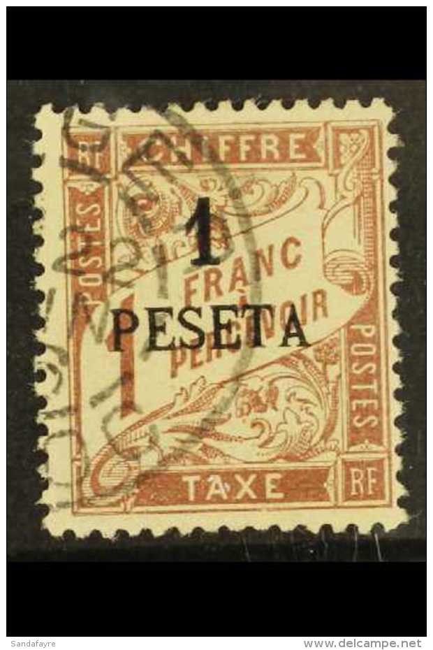 MOROCCO POSTAGE DUE. 1896 1 Peseta On 1f Reddish Brown, Yv 5, Fine Cds Used For More Images, Please Visit... - Andere & Zonder Classificatie