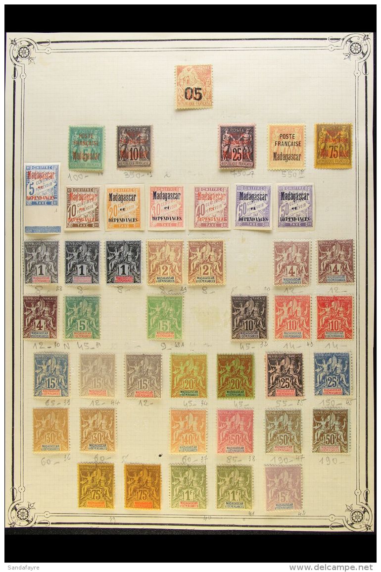 MADAGASCAR 1891-1900 ATTRACTIVE MINT COLLECTION On A Page, Inc 1891 "05" On 40c Surcharge, 1895 5c, 10c, 25c, 40c... - Andere & Zonder Classificatie