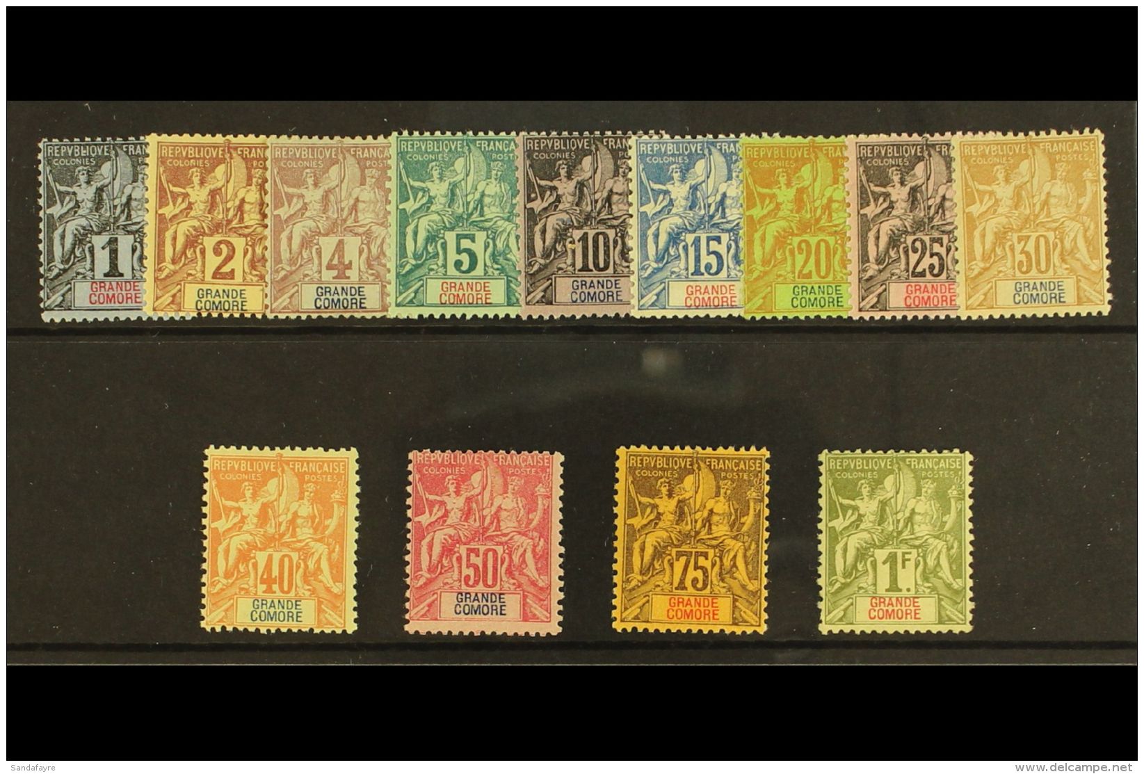 GRANDE COMORE 1897 Sage Set Complete, Yv 1/13, Very Fine And Fresh Mint.(13 Stamps) For More Images, Please Visit... - Sonstige & Ohne Zuordnung