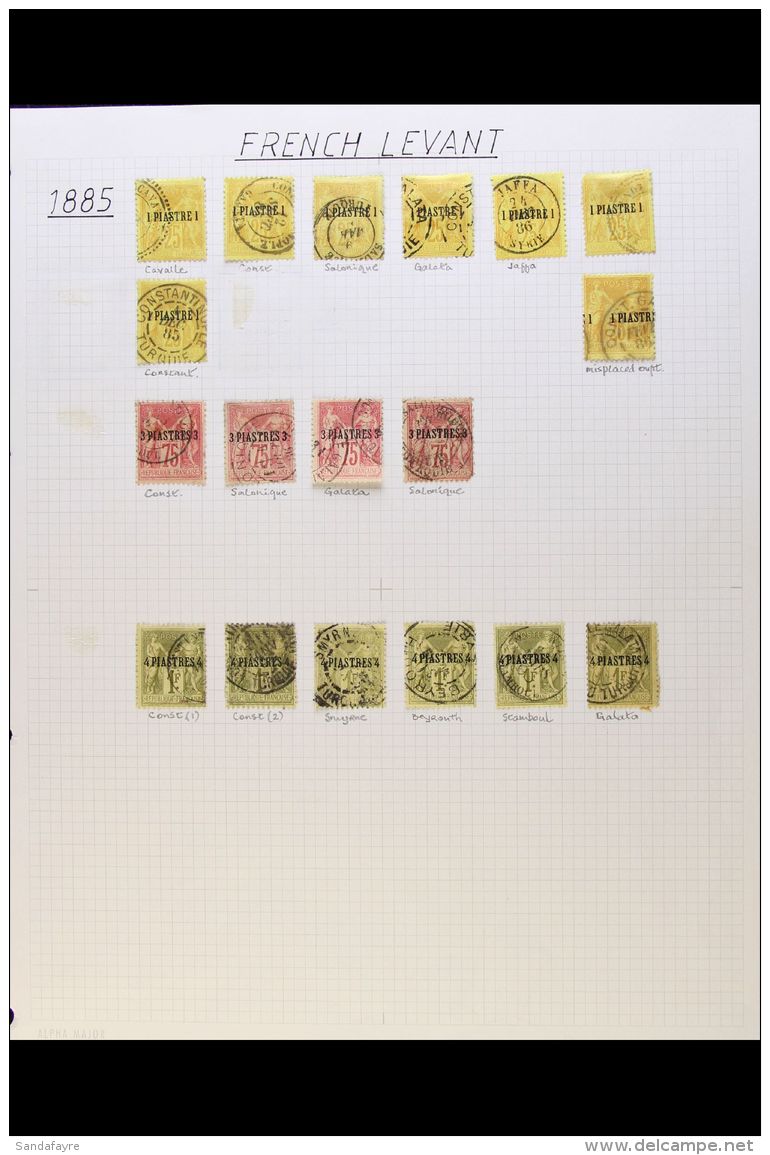 FRENCH LEVANT (GENERAL ISSUES) 1881-1923 Used Collection On Pages With Stamps Identified For POSTMARKS - Includes... - Andere & Zonder Classificatie