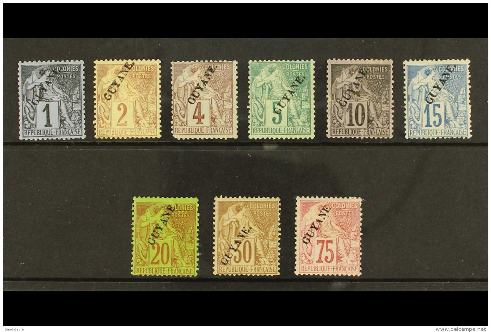 FRENCH GUIANA 1892 "Guyane" Overprints On Commerce Set To 20c, 30c &amp; 75c, SG 20/26, 28 &amp; 31, Fresh Mint,... - Andere & Zonder Classificatie