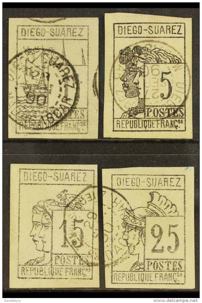 DIEGO SUAREZ 1890 Litho Set Imperf, Yv 6-9, Very Fine Used. Signed Brun. (4 Stamps) For More Images, Please Visit... - Andere & Zonder Classificatie