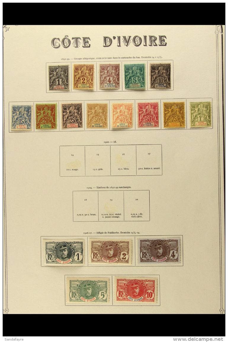 COTE D'IVOIRE 1892-1944 All Different FINE MINT Collection On Yvert Printed Leaves. Note 1892 'Tablet' Complete... - Andere & Zonder Classificatie