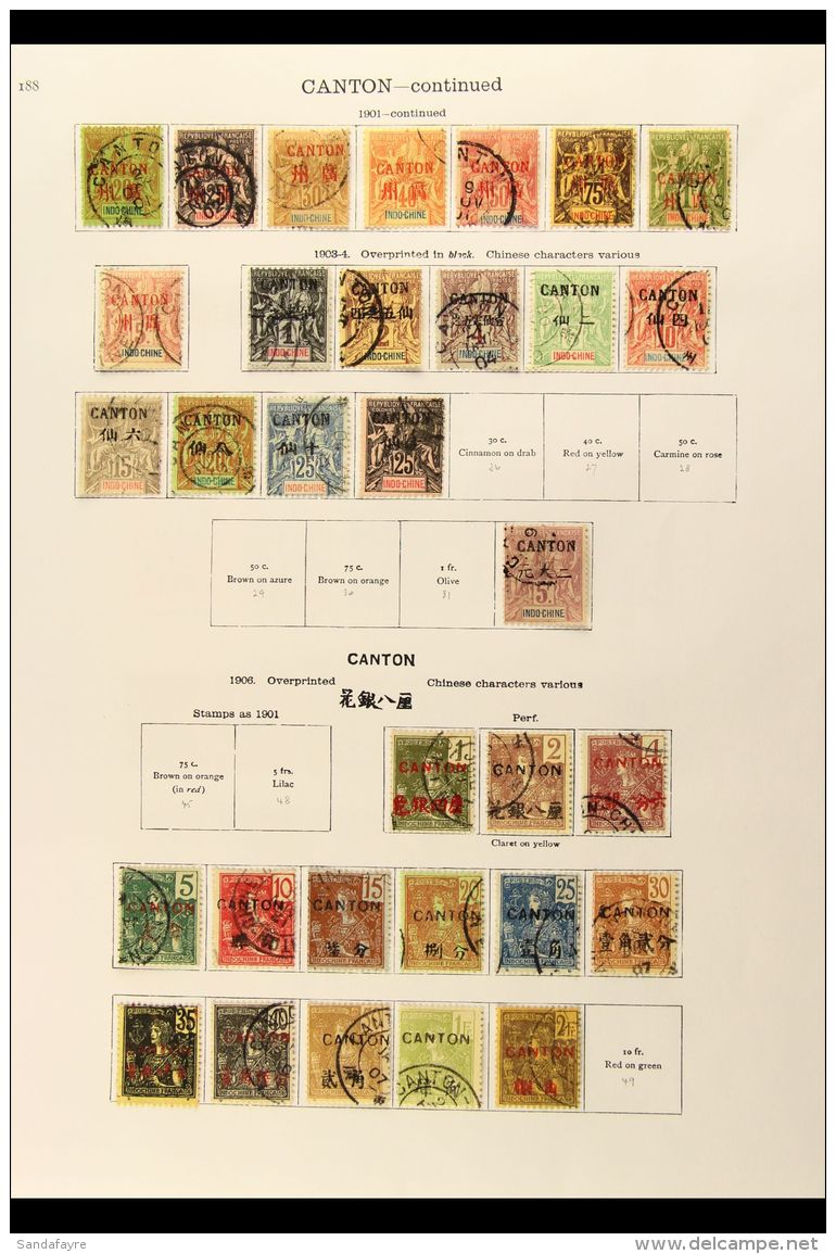 CANTON 1901 - 1918 Fine Used Collection With 1901 Set To 5fr (less 5c Dark Green) , 1903 Vals To 5fr, 1906 To 2fr,... - Sonstige & Ohne Zuordnung