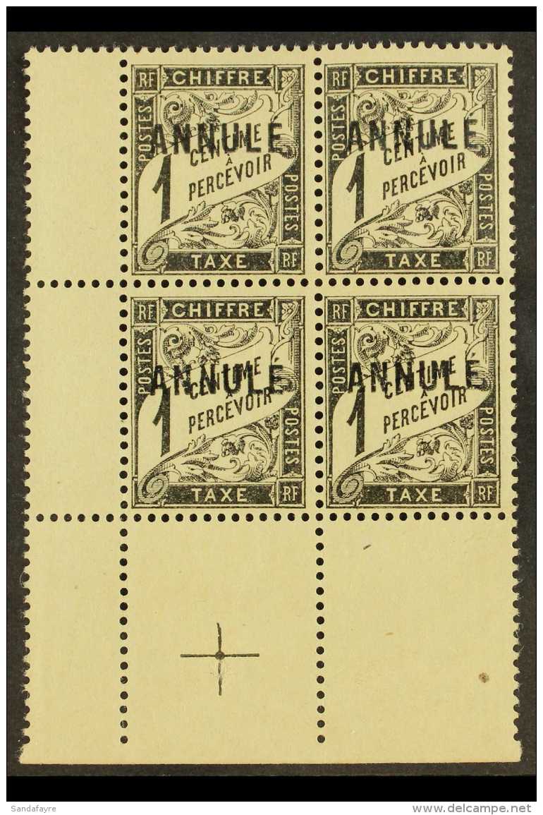 COURS D'INSTRUCTION 1923 1c Black Postage Due With "ANNULE" Overprint, Yvert 10-CI 1, Fine Never Hinged Mint... - Andere & Zonder Classificatie