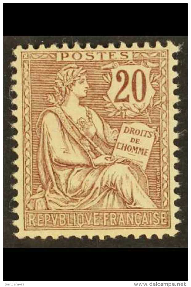 1902 20c Purple-brown "Mouchon" (Yvert 126, SG 311) Fine Never Hinged Mint. For More Images, Please Visit... - Sonstige & Ohne Zuordnung