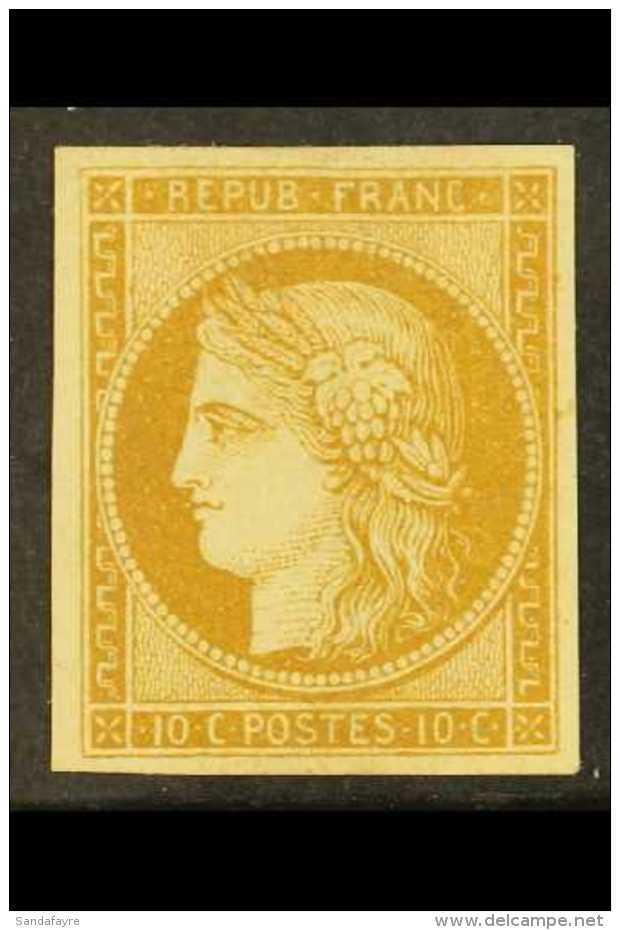 1850 10c Yellow- Bistre, SG 1 (Yvert 1a), Very Fine Mint With 4 Good Margins, Brownish Streaky Gum. For More... - Andere & Zonder Classificatie