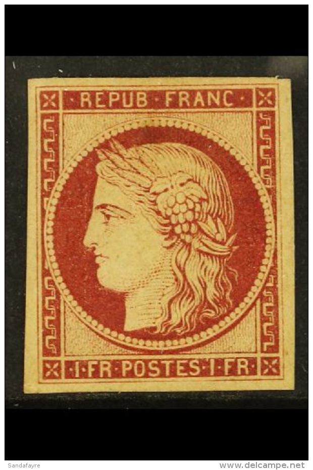 1849 1fr Carmine Ceres, SG 19 (Yvert 6), Very Fine Unused. A Beautiful Stamp With Fresh Original Appearance And 4... - Sonstige & Ohne Zuordnung