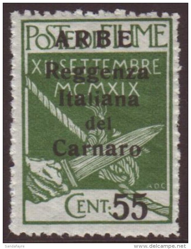 ARBE 1920 (28 Nov) 55c On 5c Green With "small Letters", Sassone 10, Never Hinged Mint. For More Images, Please... - Fiume