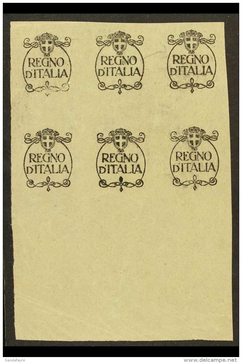 1924 "REGNO D'ITALIA" OVERPRINT PROOFS An Imperf Marginal BLOCK OF SIX Of The Overprint With Arms Design On... - Fiume