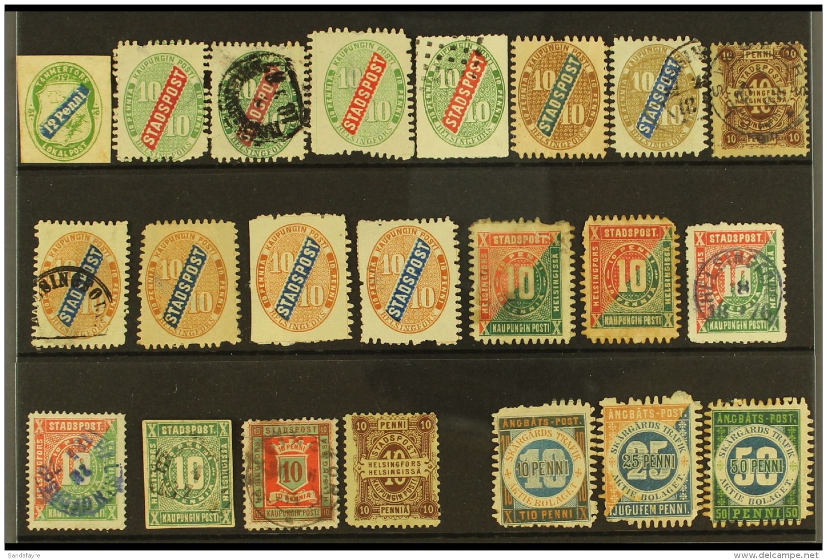 LOCAL STAMPS 19th Century Mint &amp; Used Selection On A Stock Card, Inc Tammerfors, Helsingfors And Angbats Post... - Andere & Zonder Classificatie