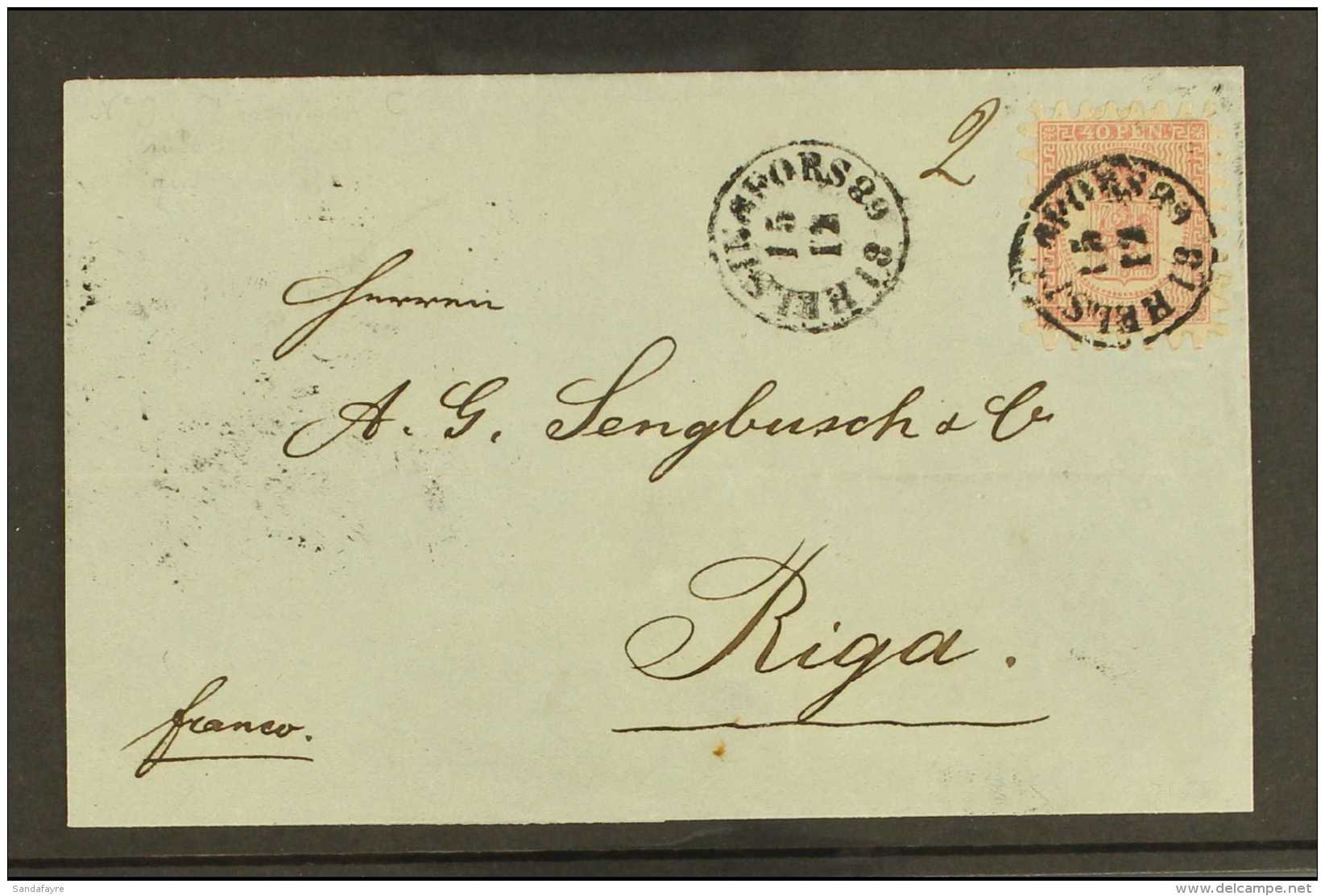 1868 (15 Dec) Entire Addressed To Riga, Bearing 1866 40p Rose On Wove Paper With Roulette Type III (SG 43, Michel... - Sonstige & Ohne Zuordnung