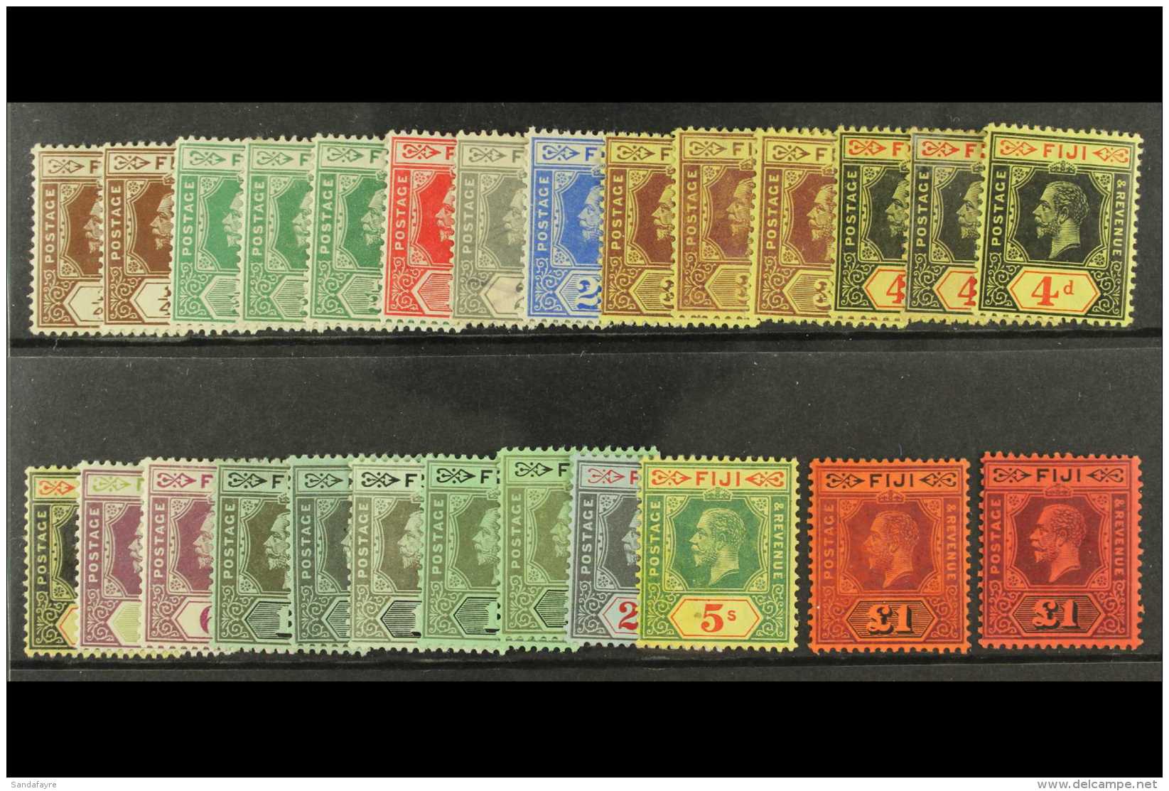 1912-23 Complete Set SG 125/37, With Additional Shades And Die Changes Of &frac14;d, &frac14;d (2), 3d (2), 4d... - Fidschi-Inseln (...-1970)